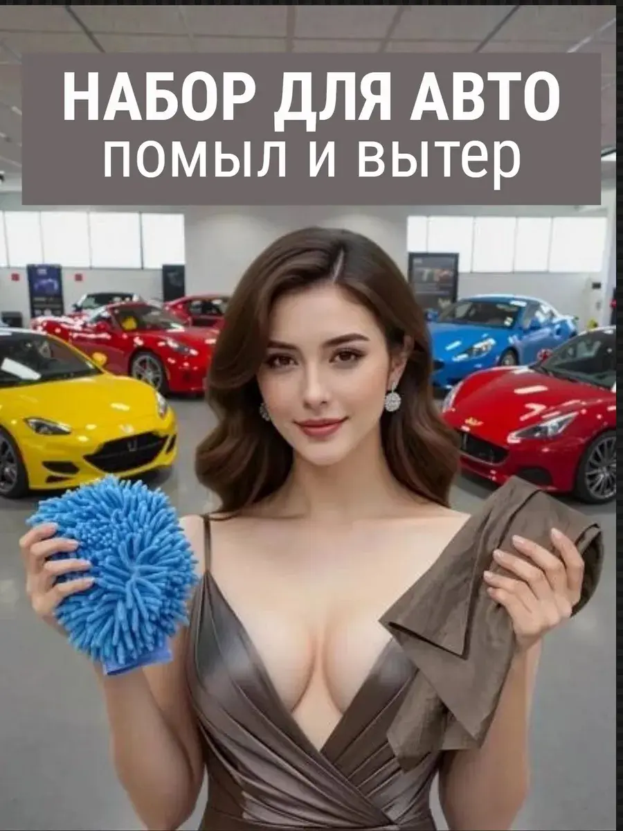 Набор: варежка из микрофибры и умная тряпка для мытья машины