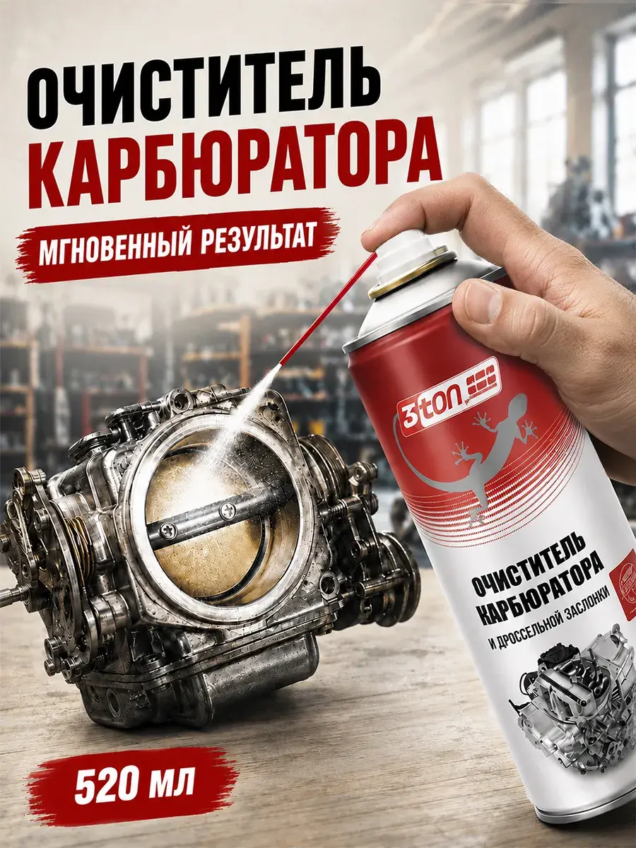 Очиститель карбюратора 3TON ТС-509, 520 мл, аэрозоль