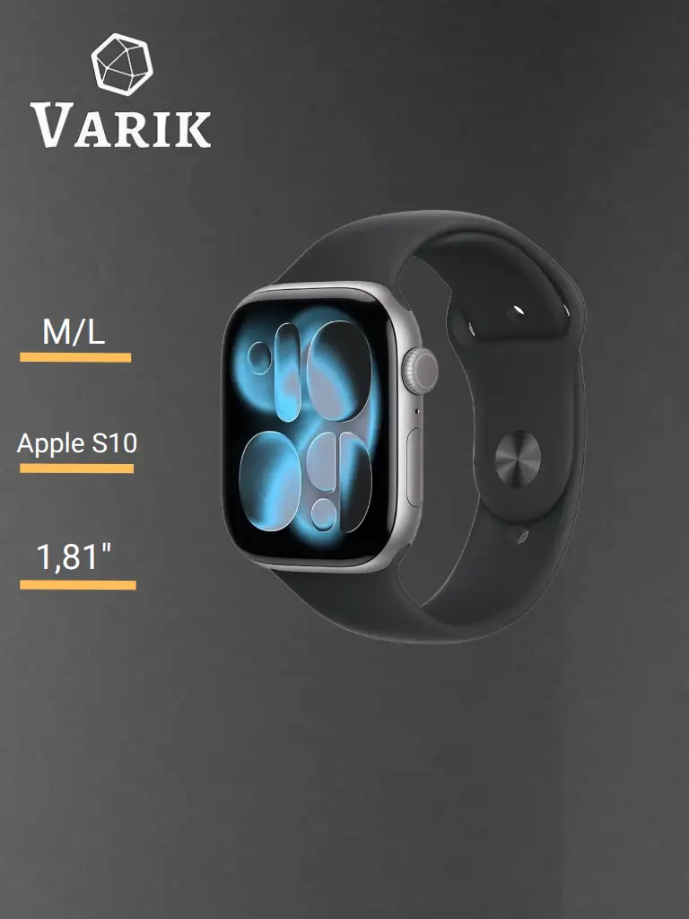 Умные часы Apple Watch S11 GPS 46mm Space Grey Aluminium Case with Black Sport Band - M/L