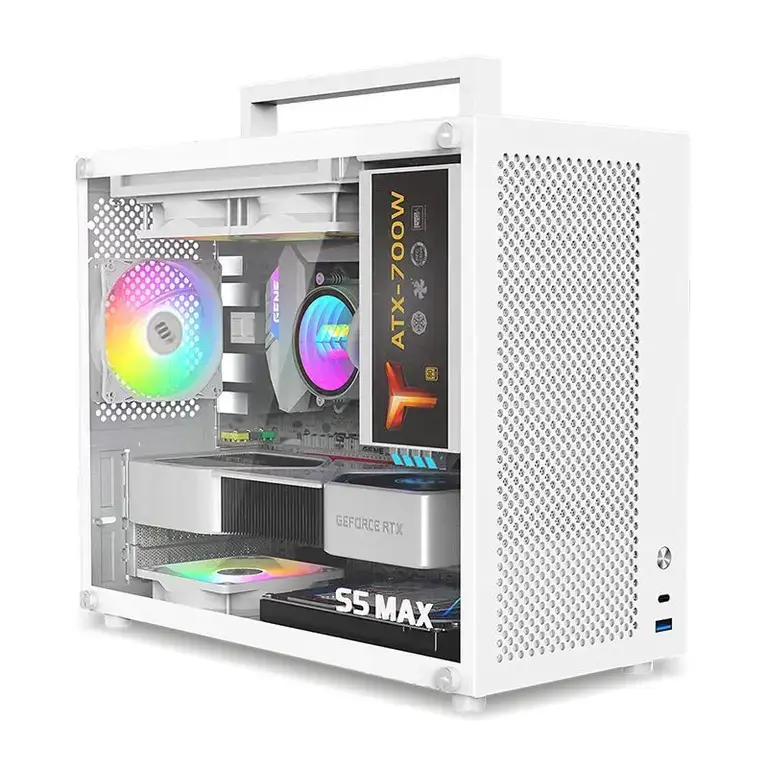 Корпус ПК S5 MAX, стекло, белый, с дверной ручкой