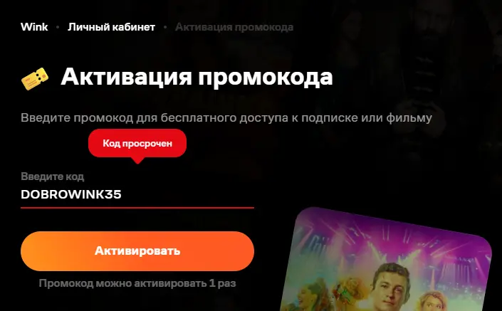 Скриншот подтверждения применения купона DOBROWINK35