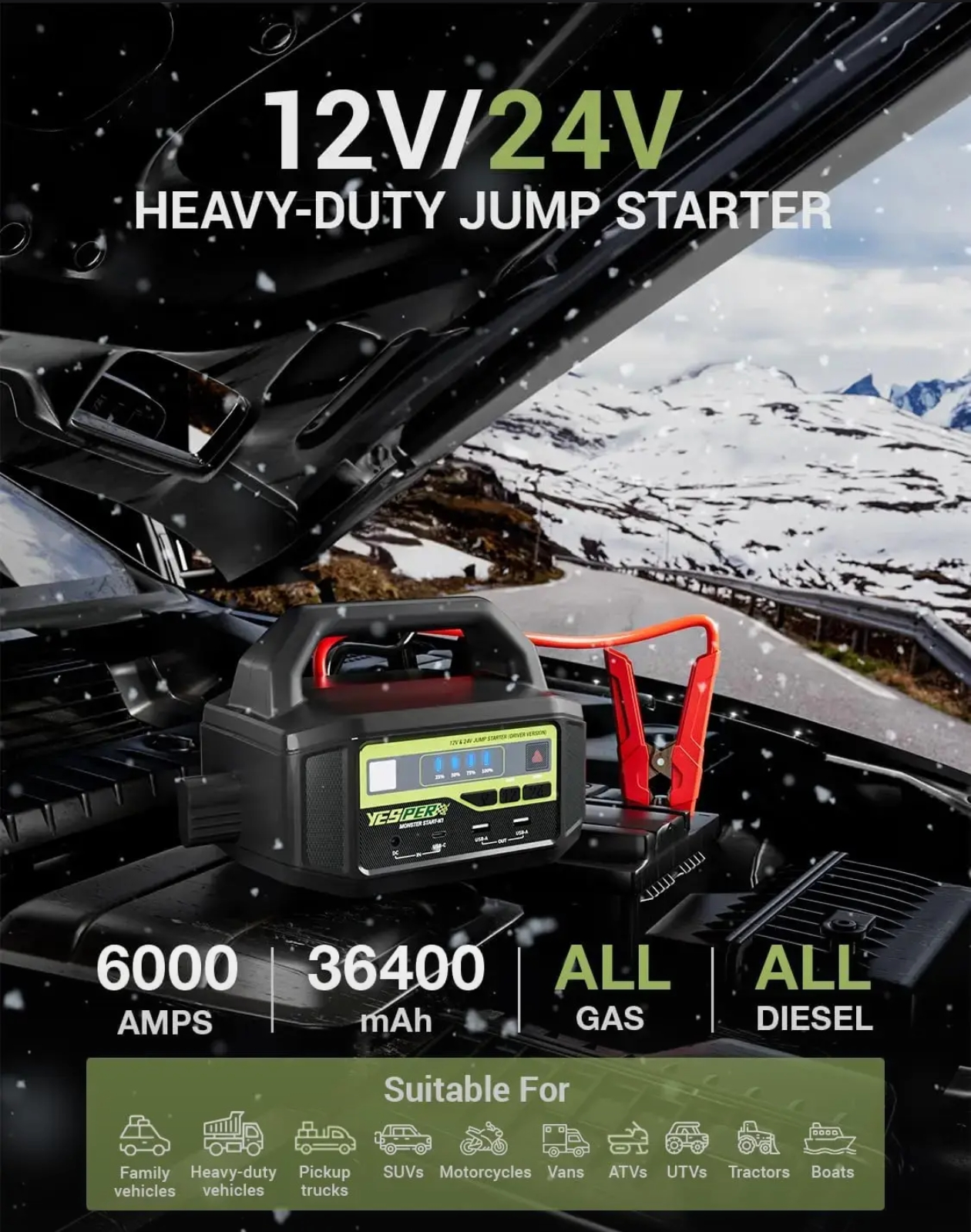 Пусковое устройство YESPER MOSTER START-N1 24V 6000А , 36400 мАч