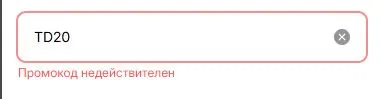 Скриншот подтверждения применения купона TD20