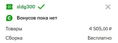 Скриншот подтверждения применения купона sldg300