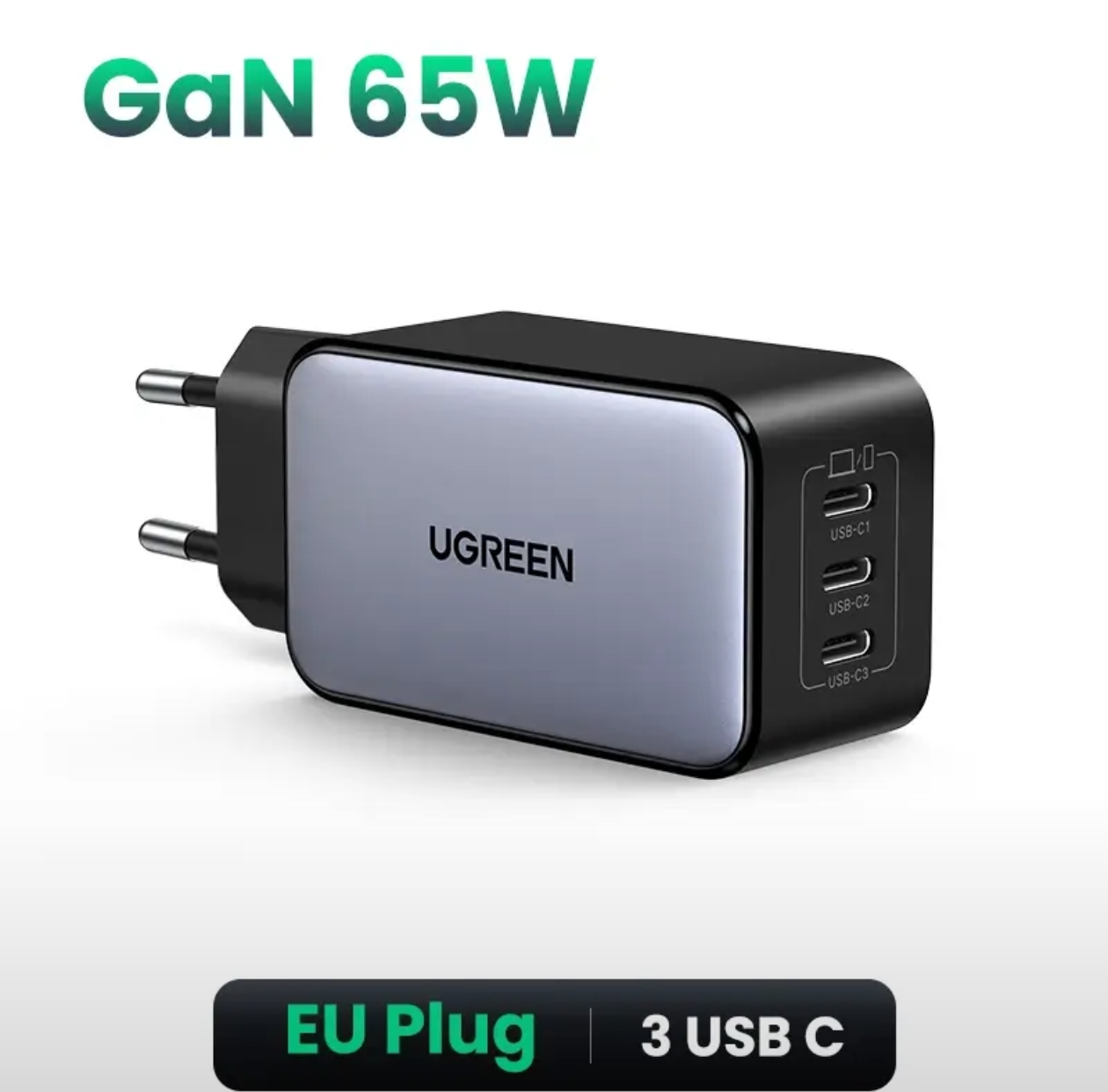 Зарядное устройство UGREEN 65 Вт GaN Quick Charge 3.0 PD 3.0