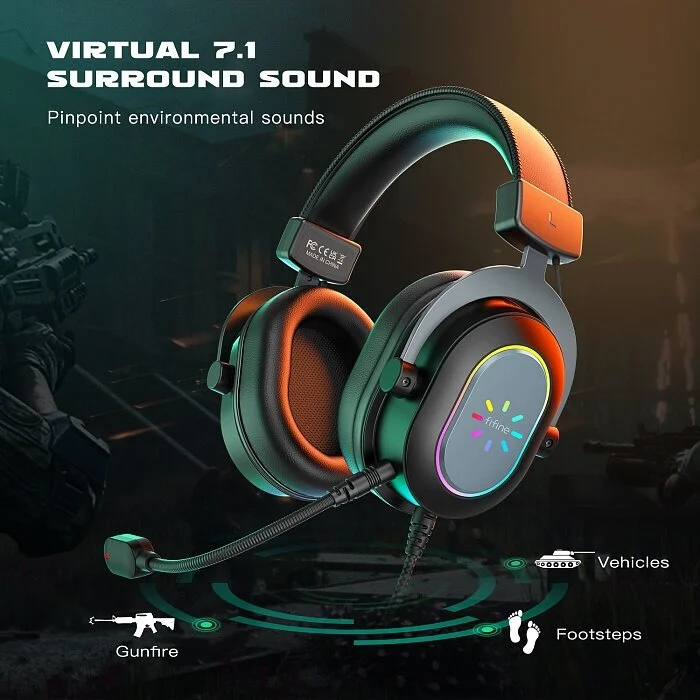 Игровая компьютерная гарнитура Fifine H6 Gaming Headsets с RGB подсветкой
