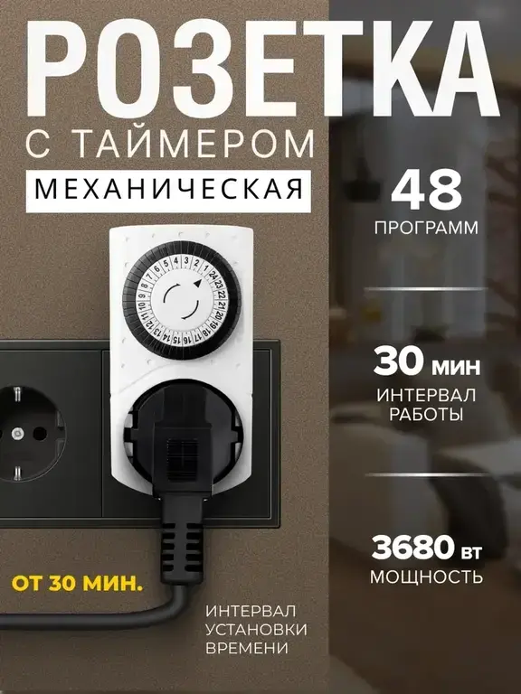 Умная розетка с таймером DEKRON