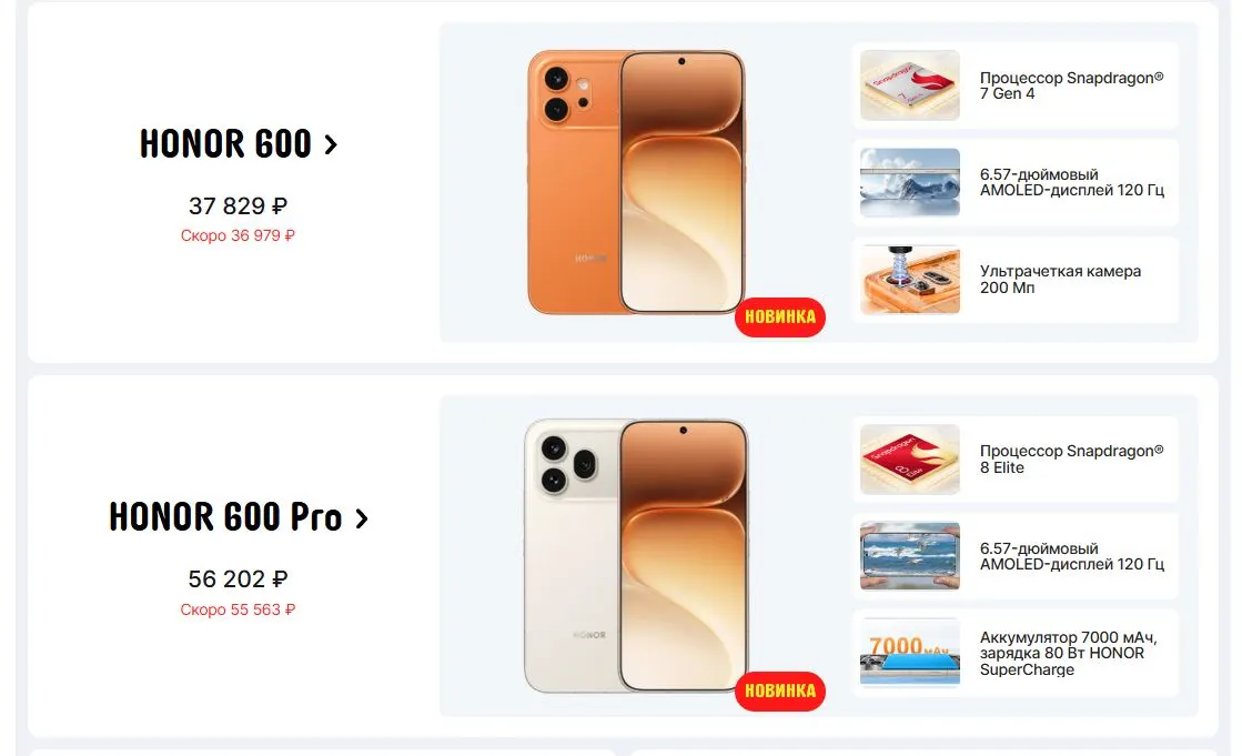 Скриншот подтверждения применения купона Новинки HONOR 600 и HONOR 600 Pro
