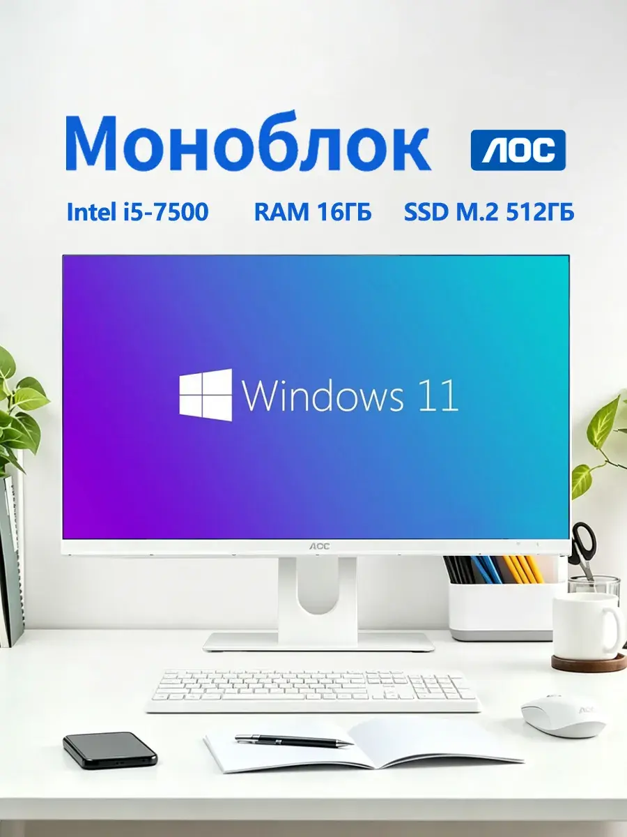 AOC 23.8" Моноблок компьютер 24 дюймов с клавиатурой и мышью