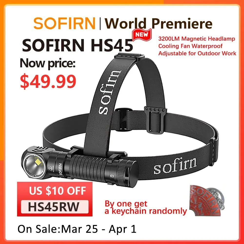Хорошая цена на налобный фонарь Sofirn HS45 с активным охлаждением