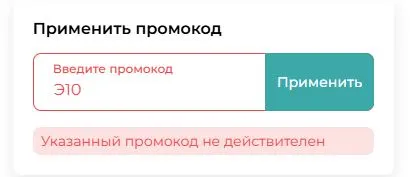 Скриншот подтверждения применения купона Э10