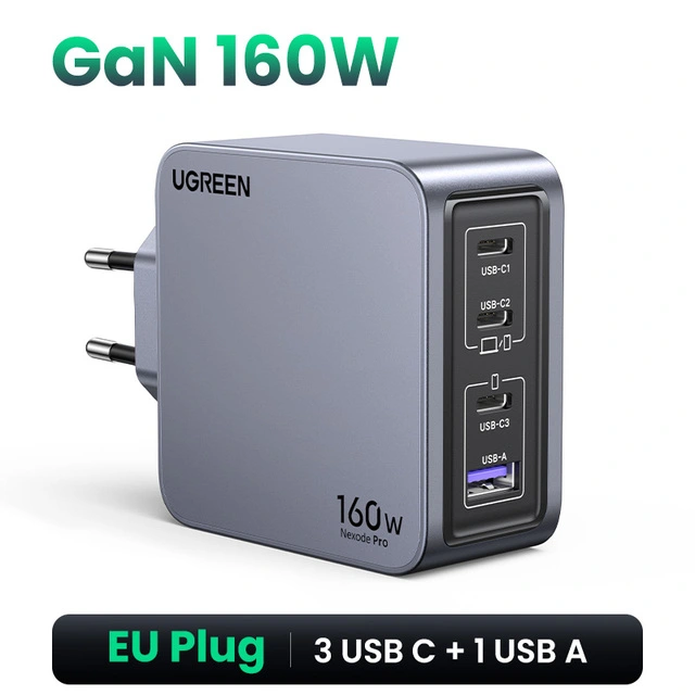 UGREEN 160W GaN зарядное устройство PD3.1 Type C QC4.0 3,0 Быстрая зарядка для Macbook Pro ноутбука USB быстрое зарядное устройство для iPhone 15 Xiaomi планшета