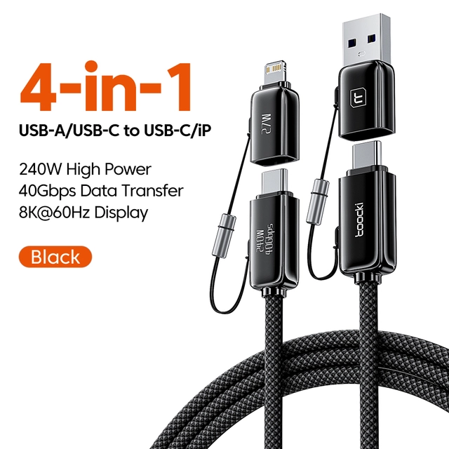Кабель Toocki 240 Вт USB-кабель 4-в-1