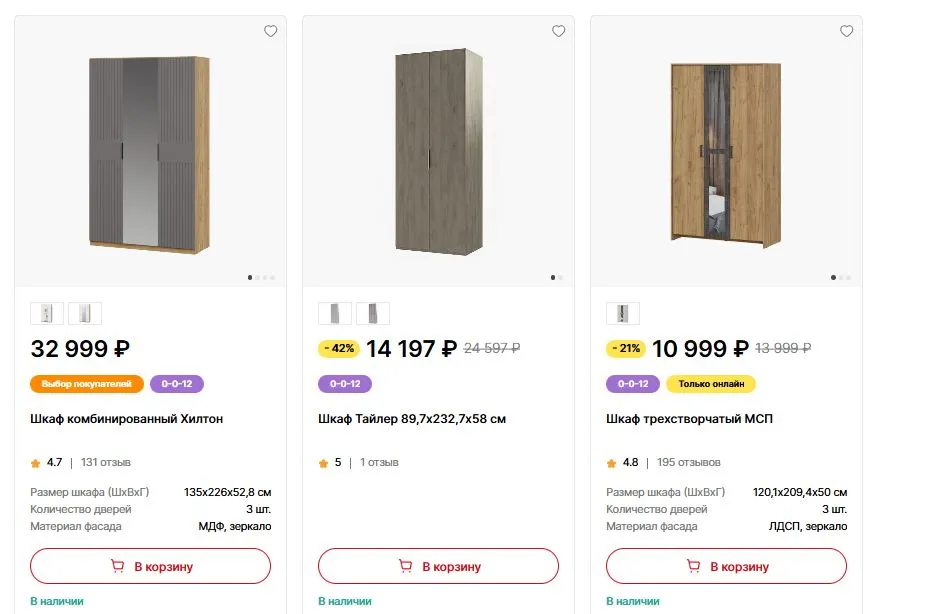 Скриншот подтверждения применения купона Скидка до 50% на шкафы Хофф