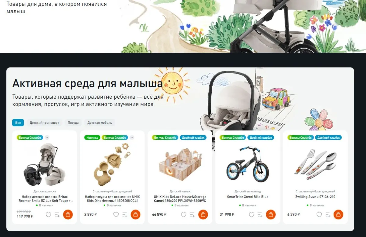 Скриншот подтверждения применения купона Начисляем повышенный кешбэк 10% на товары для детей