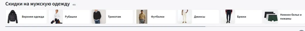 Скриншот подтверждения применения купона Распродажа мужской одежды