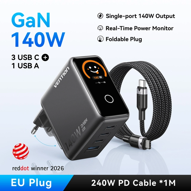Зарядное устройство Vention 140W GaN с дисплеем