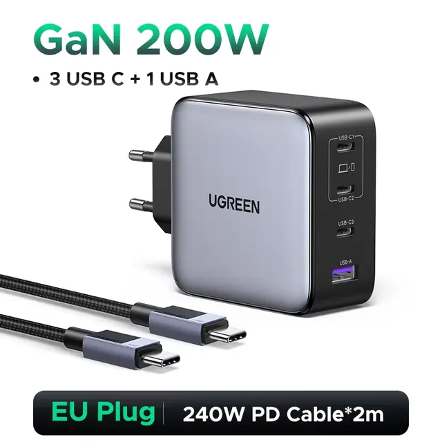 UGREEN 200 Вт дорожное зарядное устройство GaN PD 3.1 140 Вт QC4.0 3.0