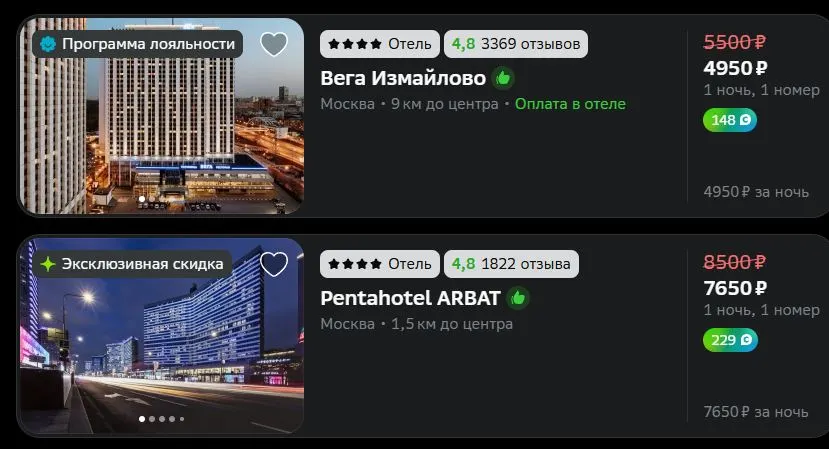 Скриншот подтверждения применения купона Скидки до 25% на размещение в Москве