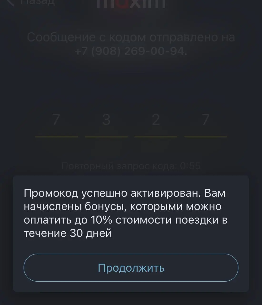 Скриншот проверки