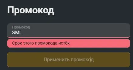 Скриншот подтверждения применения купона SML