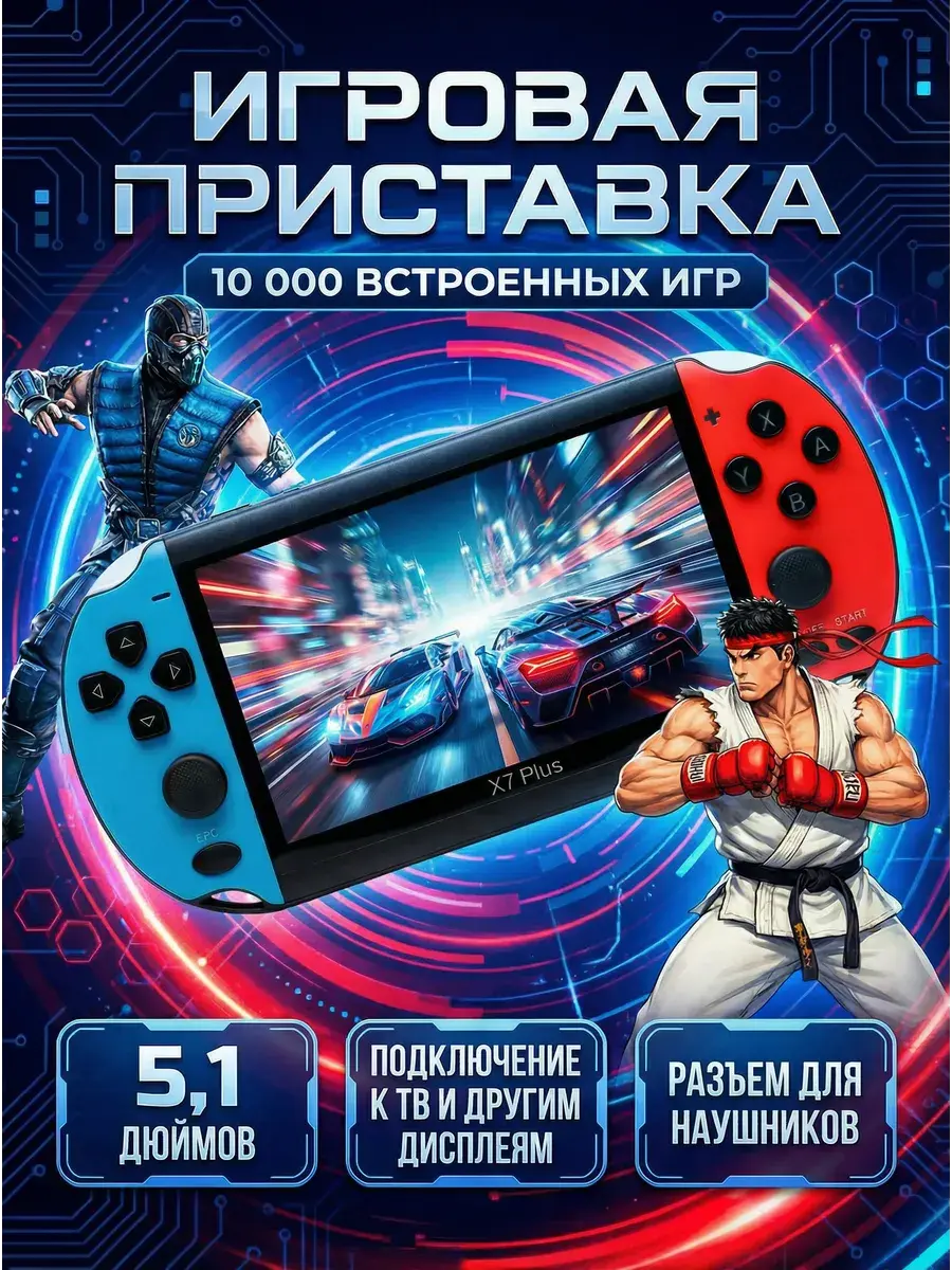 Приставка игровая консоль портативная X7Plus