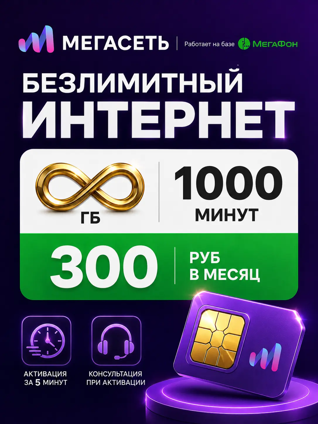 БЕЗЛИМИТ ВСЕГО ЗА 300р