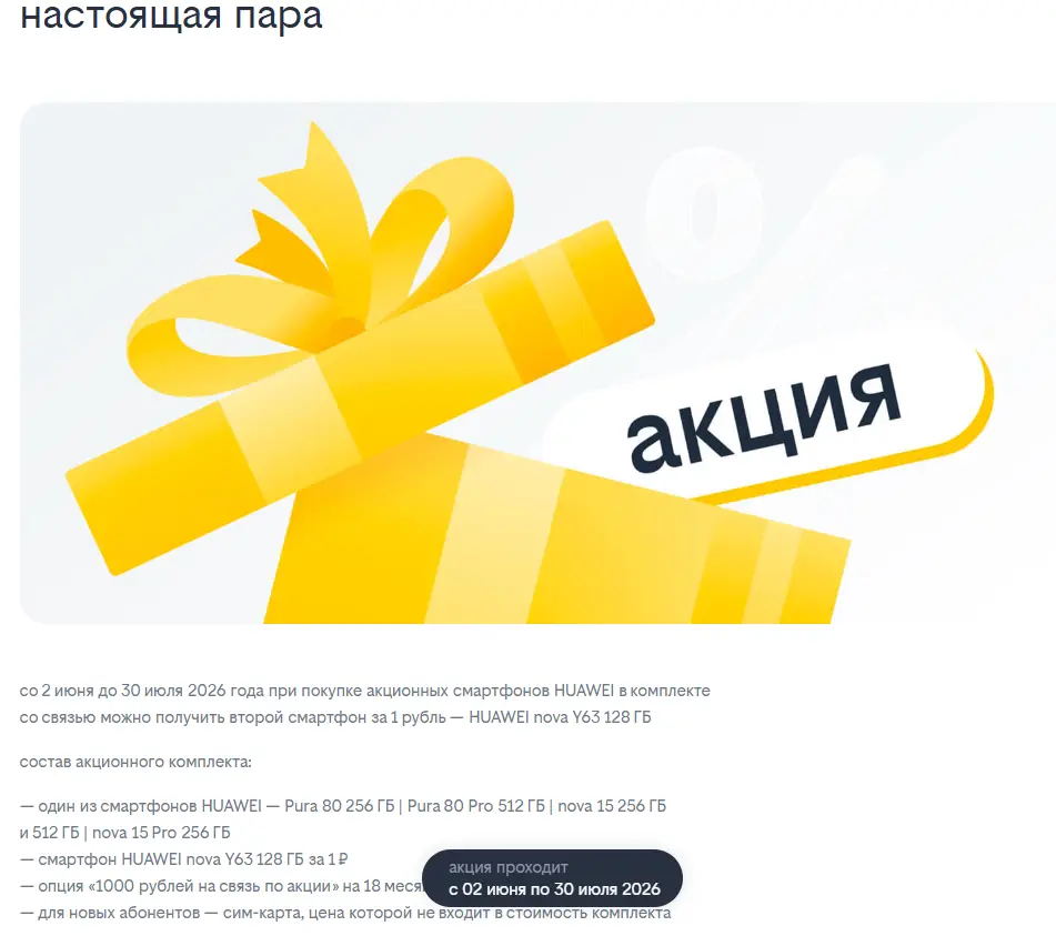 Скриншот подтверждения применения купона Мощный смартфон всего за 1 рубль