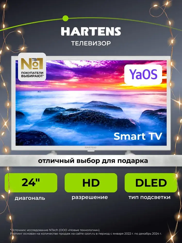 Hartens Телевизор HTY-24H06W-VZ/M 24" HD
