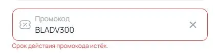Скриншот подтверждения применения купона BLADV300