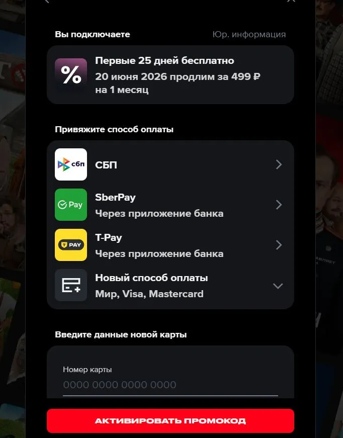 Скриншот подтверждения применения купона adm25