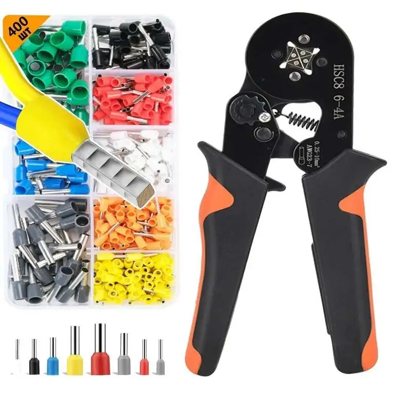 Обжимные пресс-клещи с набором клемм 400 шт