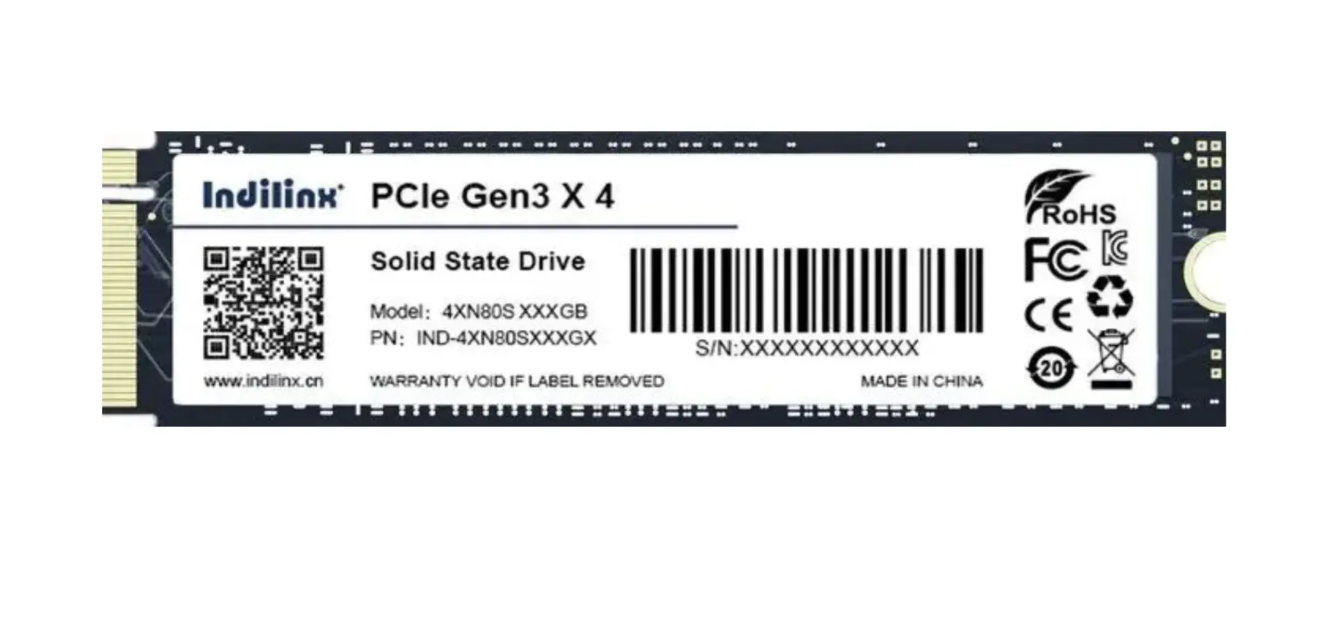 SSD накопитель INDILINX IND-4XN80S 1ТБ, M.2