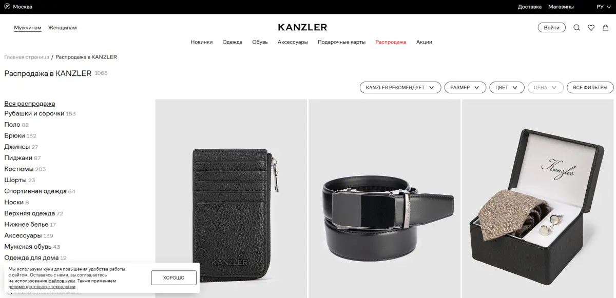Скриншот подтверждения применения купона Распродажа в KANZLER