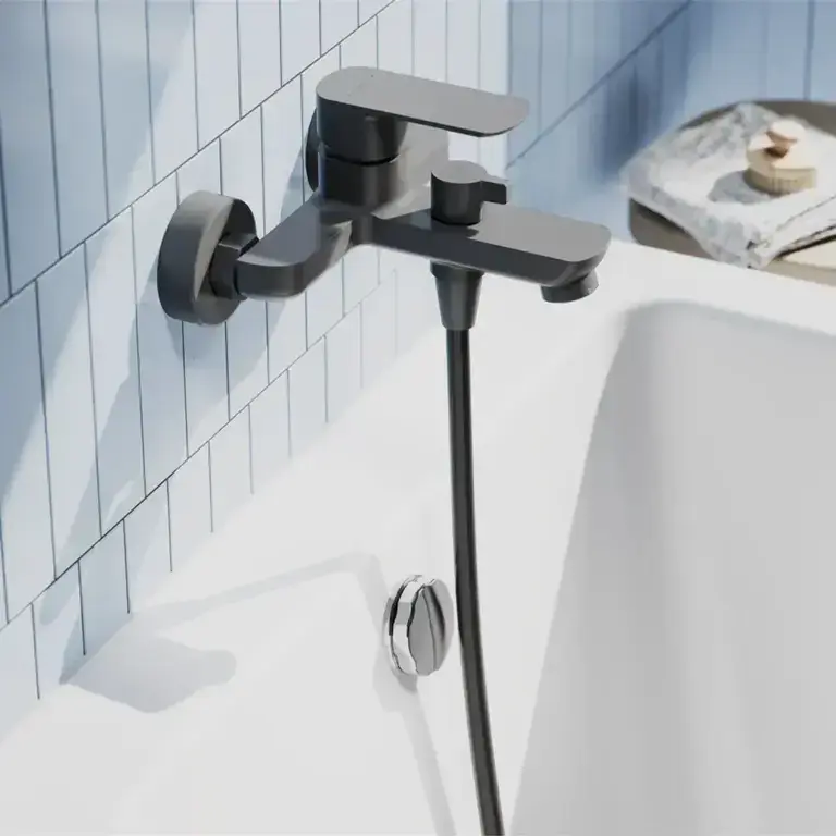 Смеситель для ванны Pragma Teiden, матовый черный, материал Латунь