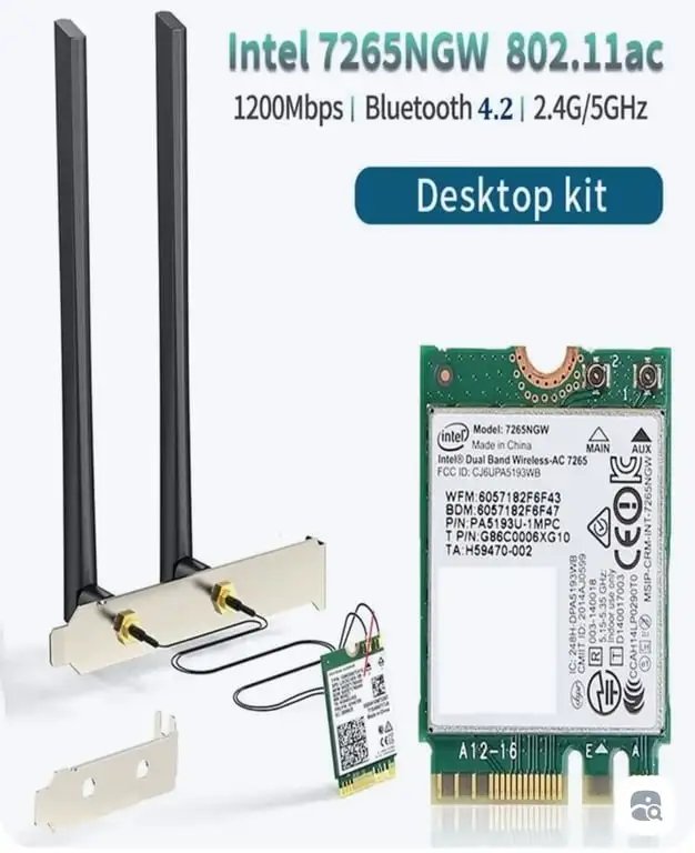 WiFi адаптер 7265NGW 1200Mbps Bluetooth 4.2 M.2 2.4G/5G