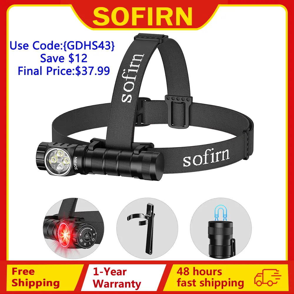 Мощный налобный фонарь SOFIRN HS43